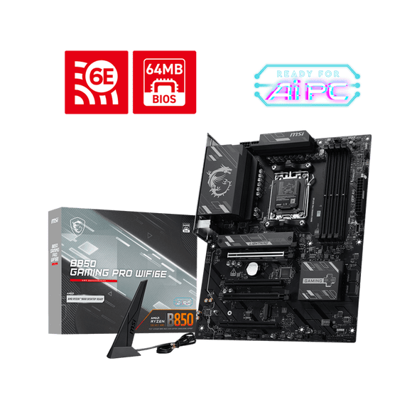 MSI B850 GAMING PRO Carte Mère WIFI6E, ATX - Prend en Charge les Processeurs de Bureau AMD ryzenTM Série 9000/ 8000/ 7000, DDR5, 256 Go, HDMI 2.1x1, DP 1.4x1, 4x PCI-E x16 slot, 2x M.2, Wi-Fi 6E