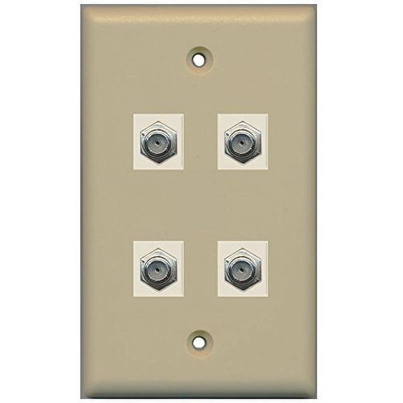 RiteAV (1 Gang Flat 4 Coax Ivory Wall Plate Ivory