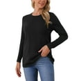 thumbnail image 4 of INSPIRE CHIC Women's Fall Winter Cozy Cable Knit Sweater Pullover Ribbed Loose Fit Casual Crewneck Top L Black, 4 of 6