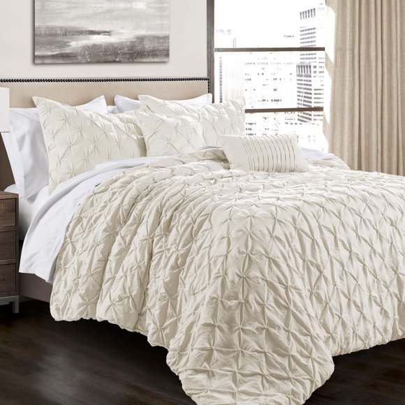 Lush Decor Ravello Pintuck 5Pc F/Q Comforter Set
