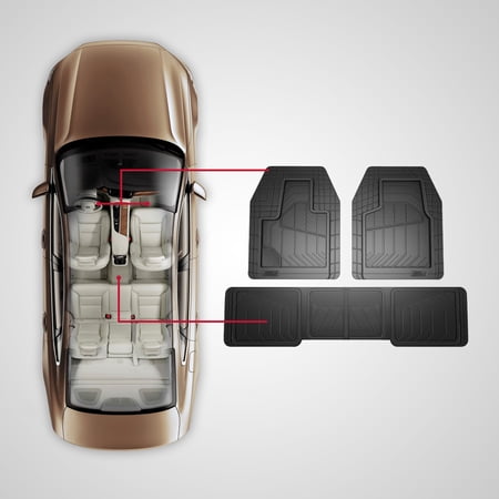 GENUINE DICKIES MAX COVERAGE FULL VEHICLE RUBBER FLOOR MAT 5-PIECE SET BLACK, 80103WDI