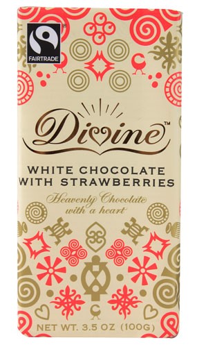 Divine Chocolate White Chocolate with Strawberries 3.5 oz by Divine Chocolate