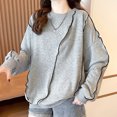 thumbnail image 2 of Gibobby Casual Sudadera para Mujer Sudadera de manga larga con cuello redondo para mujer(Gris,G), 2 of 4