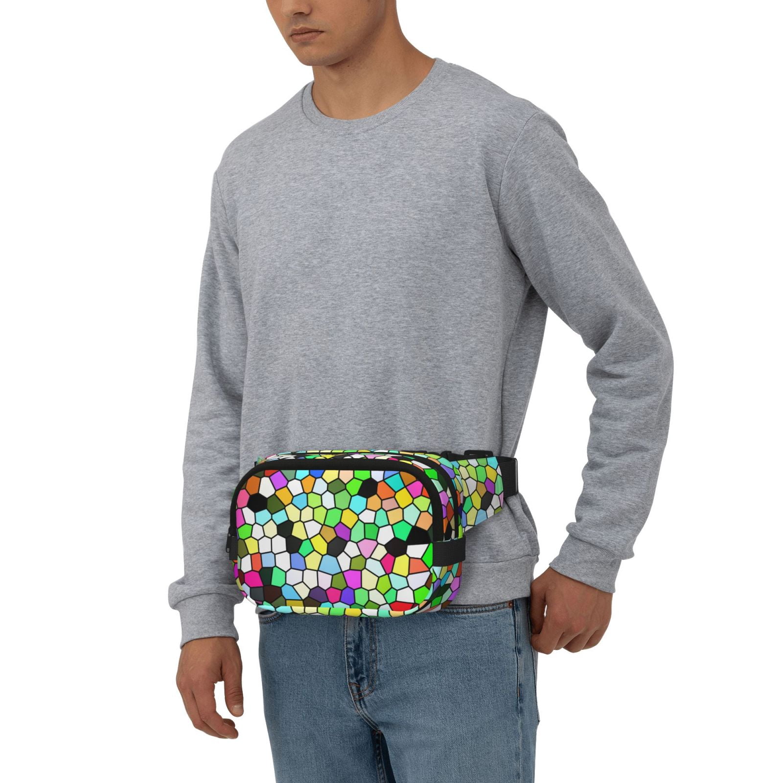 Kuqiui Colorful Tie Dye Stained Glass Print Fanny Packs for Women Cross Body Waist Bag Fashionable Fanny Pack Designer Workout Hiking Waist Pack Running Travel Gym