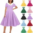 thumbnail image 7 of nerohusy Women's 1950s Vintage Prom Midi Dress Cocktail Swing Dresses Double Breasted Rockabilly Polka Dot Party Tea Dresses Gowns Yellow,XL, 7 of 7