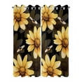 thumbnail image 2 of nqOlkjepod Outdoor Curtains for Patio Waterproof, Yellow Sunflower Outdoor Privacy Panels Grommet, Summer Bee Black Abstract Botanical Blackout Outside Curtains for Porch/Cabana 54"x108", 2 Panels, 2 of 8
