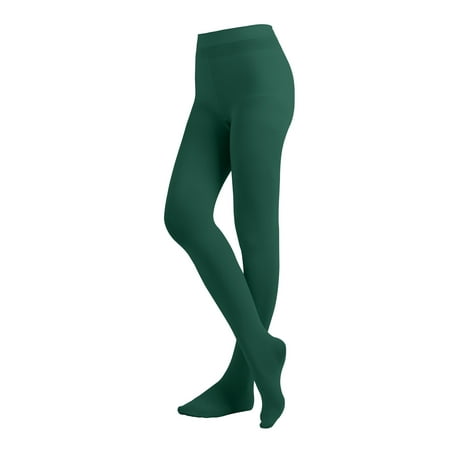 

EMEM Apparel Women s Ladies Solid Colored Opaque Dance Ballet Costume Microfiber Footed Tights Stockings Fashion Hunter Green B