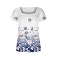 thumbnail image 5 of Women's Dressy Blouses Shirts Short Sleeve Tunic Tops Summer Casual Comfy Boho Floral T-Shirts with Pleated Strech, 5 of 5