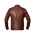 thumbnail image 2 of Brown Leather Cafe Racer Jacket With Panel Stitching Mens Brown Leather Motorcycle Jacket Brown Leather Jacket Biker Brown Motorcycle Jacket size L, 2 of 5