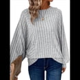 thumbnail image 3 of Suéter Básico Tipo Túnica para Mujer, Talla Grande, Larga, Holgado, Elegante, Cuello Redondo. Gris XXXL, 3 of 8