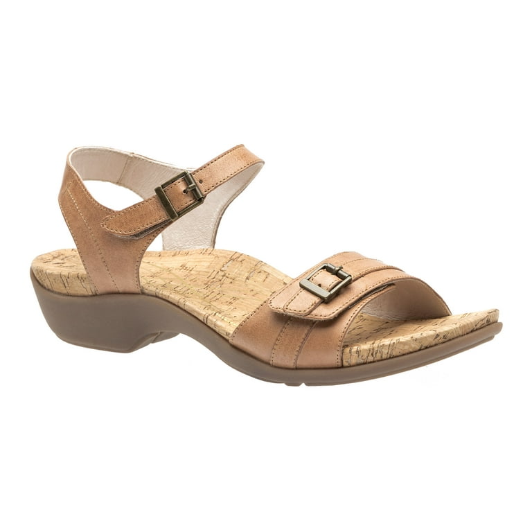 ABEO Nora Neutral Mid Heel Sandals in Brown
