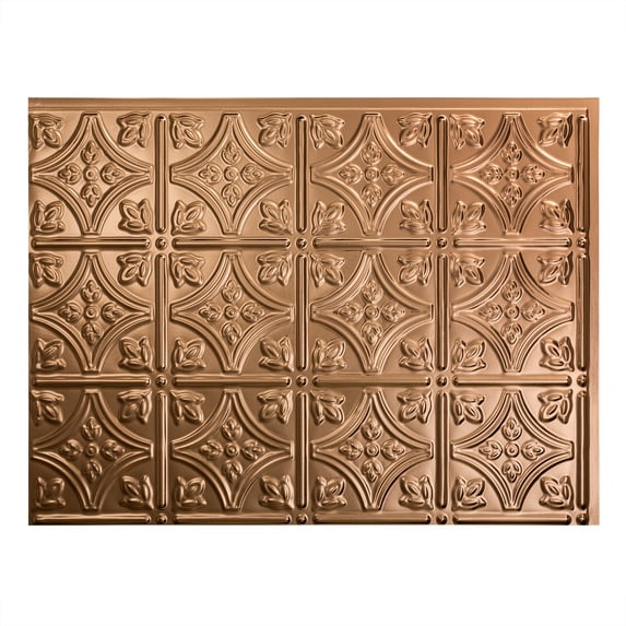Fasade Easy Installation Traditional 1 Polished Copper Backsplash Panel for Kitchen and Bathrooms (18" x 24" Panel)
