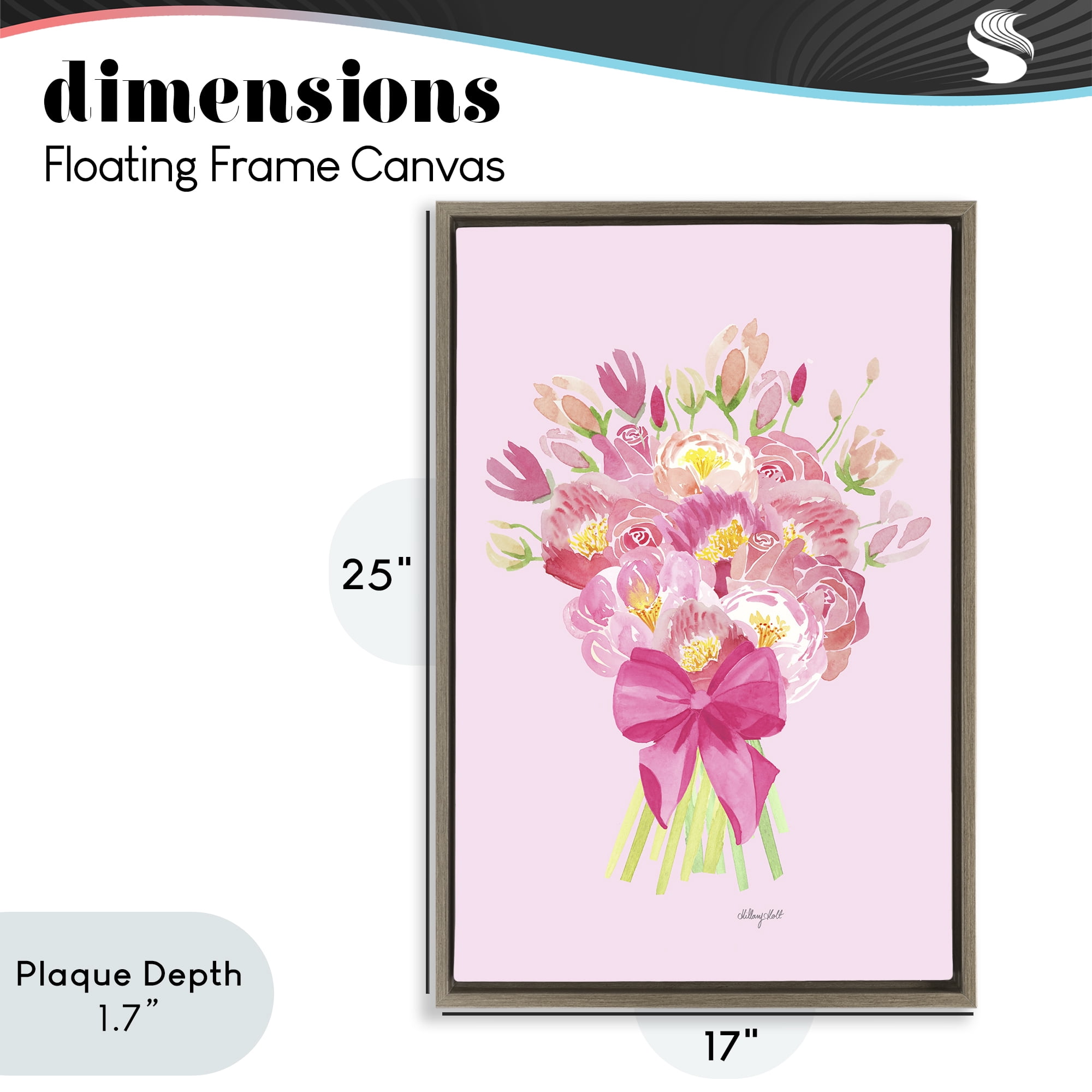 Stupell Industries Romantic Blushing Peonies Brown Framed Floater Canvas Wall Art, design by Hillary Holt