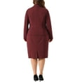 thumbnail image 4 of DARING DIVA Women's Plus 2 Pieces Dress Suits Blazers and Sleeveless Dress Burgundy 1X, 4 of 6