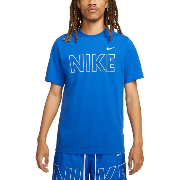 Nike Men Regular fit Short Sleeve Graphic T-Shirt Shirt Small Blue Solid