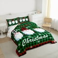 thumbnail image 3 of Homewish Cute Christmas Gnome Queen Comforter Set, Xmas Winter Snowflake Bedding Sets, Green Plaid Checkered Reversible Bedding Comforter Set, Super Cozy Room Decor, 3 Pieces, 3 of 8