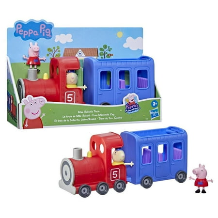 Peppa Pig Peppa’s Adventures Miss Rabbit’s Train 2-Part Detachable Vehicle Preschool Toy: 2 Figures, Rolling Wheels, for Ages 3 and Up Unisex Children