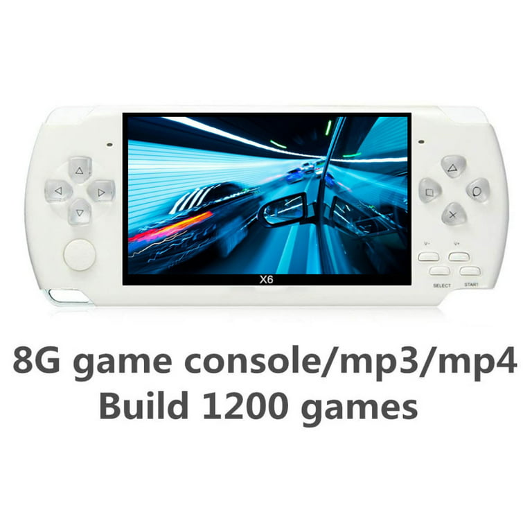 Footpad glide Hjælp SeekFunning PSP Handheld Game Machine X6, 8GB ,with 4.3 inch screen,  Built-in over 1200 free games-white - Walmart.com