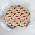thumbnail image 3 of Ambesonne Poppy Flower Fitted Round Tablecloth, Sketch Leaves Rural, 40"- 44" Diameter, Scarlet Fern Green Beige, 3 of 5