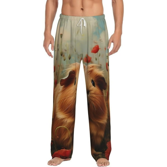 Daiia Rose Cute Guinea Pig Men's Sleep Pant with Pockets and Drawstring,Pajama Pants-XX-Large