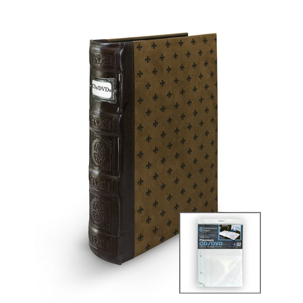 " BellagioItalia Tuscany Chestnut DVD Storage Binder Set Stores Up