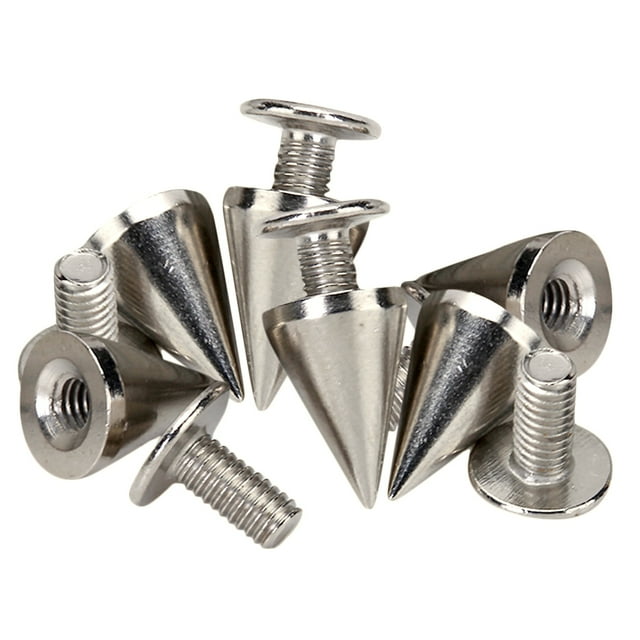 10 juegos de clavos de rosca, de metal, 10 mm, plata, artesanía en cuero, hallazgos de bricolaje Hugo Espárragos de cono