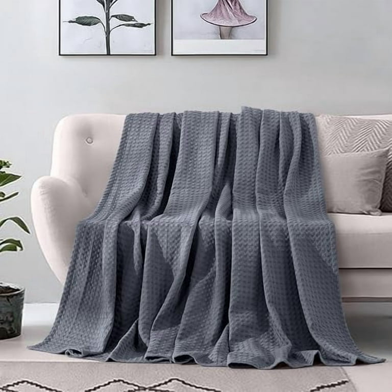Premium 100% Cotton Waffle Blanket Lightweight Breathable Waffle