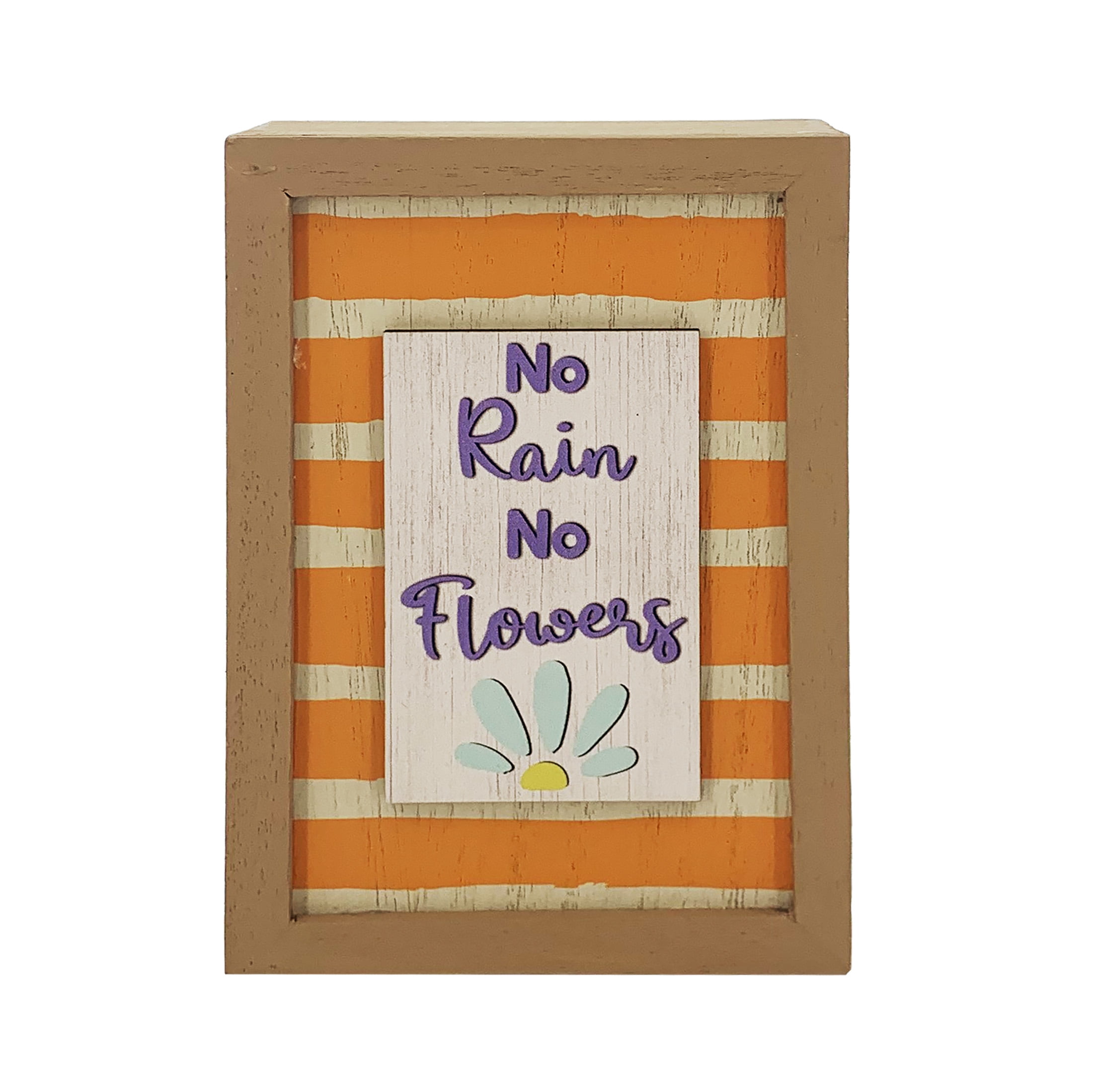 Way to Celebrate Spring MDF 6" Orange Framed Box Sign Assortment