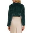 thumbnail image 3 of INSPIRE CHIC Women's Faux Fur Bolero Shrug Crop Jacket Evening Bow Tie Front Fluffy Coat XL Dark Green, 3 of 6