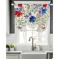 thumbnail image 5 of 4th of July Tie Up Curtains for Window, Thermal Insulated Balloon Shade Adjustable Rod Pocket Curtains Valance Panels for Kitchen Bathroom Cafe 34 x 45 Blue Red Spring Floral Rustic Independence Day, 5 of 6