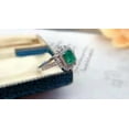 thumbnail image 3 of 3.00Ct Emerald Cut Simulated Green Emerald Women's Halo Engagement Ring 14K White Gold Plated 925 Silver, 3 of 4