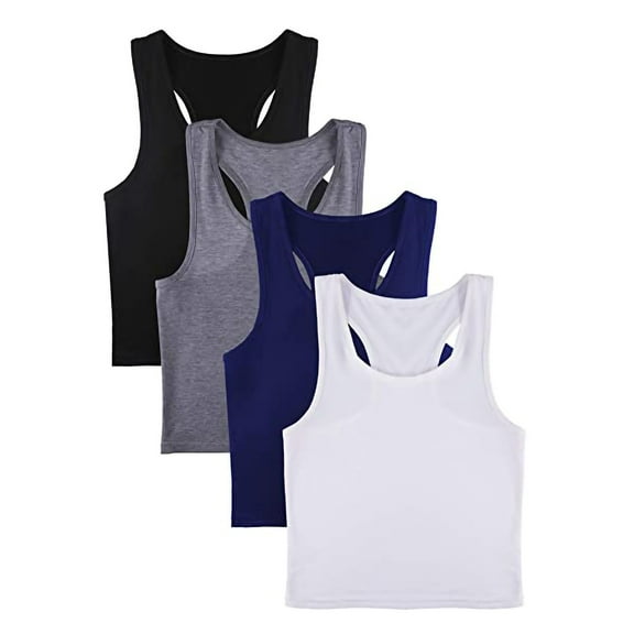 Prolriy Athletic Gym Workout Tops Tops 4 Tops Women's Pieces Crop Blouse Crop Tank Sport Sleeveless Women's Blouse Tank Top for Women, Womens Tops Multicolor L