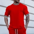 thumbnail image 2 of Verano Cuello Redondo Camiseta Hombres Moda Casual Color Puro Manga Corta Top Shrt para Gimnasio Fitness, 2 of 5
