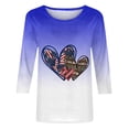 thumbnail image 4 of IROINNID 4th of July Tops for Women Round Neck T-Shirt Fashion Casual Stitching Contrast Color Blouse 3/4 Sleeve Tops USA July 4th, 4 of 4