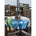 thumbnail image 2 of Outdoor Tablecloth with Umbrella Hole for Patio/Picnic/Party/Camping, Rustic Beach Waterproof Table Cloth Round Cover Washable, Tropical Surfboard Palm Tree Wooden Grain (Dia 60"), 2 of 8
