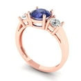 thumbnail image 2 of Three-Stone Engagement Ring for Women - 1.5ct Simulated Tanzanite in 14K Rose Gold Promise Ring, 2 of 6