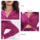 thumbnail image 5 of Vestido plisado de terciopelo Puff manga Kink mujeres vestido V cuello damas manga larga vestido rojo M, 5 of 6