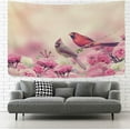thumbnail image 2 of GZHJMY Tapestry Vintage Couple Cardinals Birds Pink Floral Tapestry Wall Hanging Decorative Wall&nbsp;Blanket&nbsp;Bedding Tapestry for Bedroom Living Room Dorm 60"x40" Gift Decor, 2 of 7