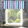 thumbnail image 4 of Blue Purple Stripe Farmhouse Short Window Curtain Valances, Gradient Geometric Vertical Striped Rod Pocket Kitchen Valances for Living Room Bedroom Bathroom Cafe 60" x 18", 4 of 8