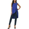 thumbnail image 1 of Top sin mangas de corte asimétrico para mujer INSPIRE CHIC, cuello redondo, camisetas casuales elegantes, azul real M, 1 of 1