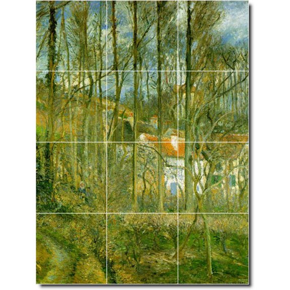 Ceramic Tile Mural-Camille Pissarro Country Painting 62. 12.75" w x 17" h using (12) 4.25 x 4.25 ceramic tiles