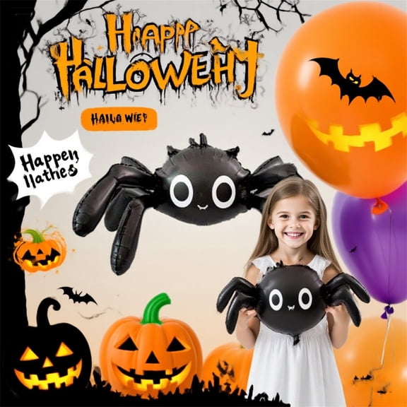 1 Pc Large Halloween Decor, Cute Black Foil Inflatable Balloon, Spooky Halloween Decor for Halloween Party, Ghost House and Trick Or Treat Event 1 Count