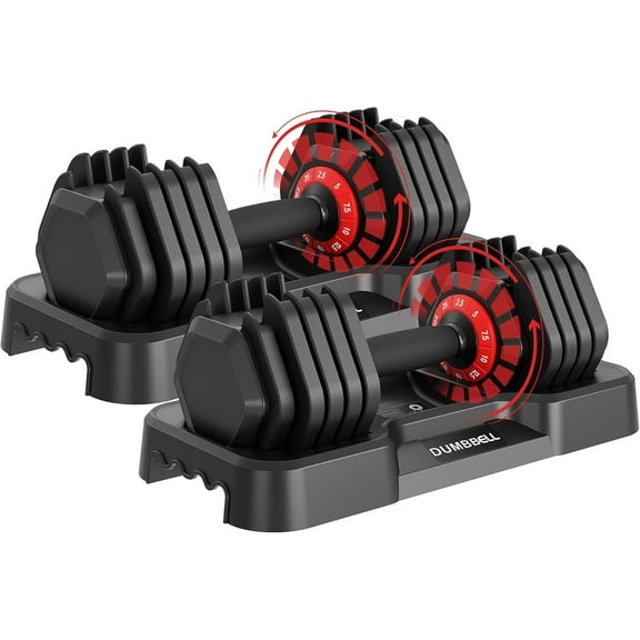 Updated Adjustable Dumbbells Set (25 LB/50 LB/56 LB/112LB), Weights Dumbbell Set with Anti-slip Grip & Storage Solution, Compact Free Weights for Home Gym, Strength Training for Men & Women