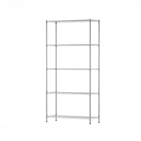 Furinno Wayar 5-Tier Metal Storage Shelf Rack 36 x 14 x 72 Chrome