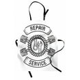 thumbnail image 1 of Auto Mechanic Apron, Emblem Like Illustration with Rubber Tire Tools and Repair Service Typography, Unisex Kitchen Bib with Adjustable Neck for Cooking Gardening, Adult Size, Grey White, by Ambesonne, 1 of 4