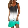 thumbnail image 2 of JMKQLZ Women's Spring And Summer Vacation Button V-neck Strap Top Dress, 2 of 5