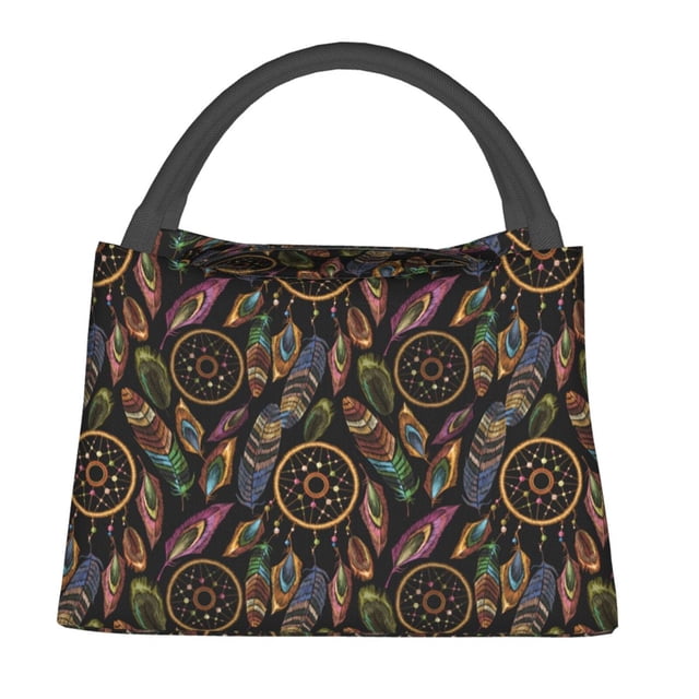Disketp Decorative Feathers Bolsa Térmica Estampada, Bolsa Térmica Aislante para Almuerzo, Playa y Campamento