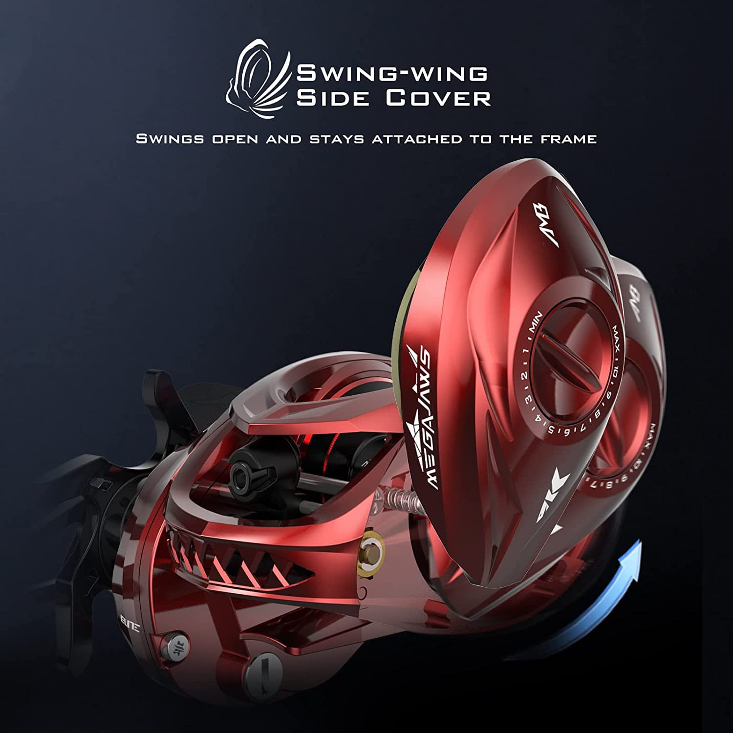 KastKing Baitcasting Fishing Reel, New AutoMag Dual Braking System,  17.64 LBs Carbon Fiber Drag,  9.1:1 Gear Ratios-MegaJaws Elite