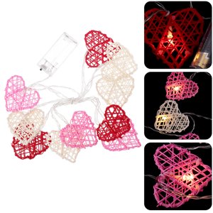 BRIGHTFUFU Festive Light String Heart Shape LED Lighting Rattan Decoration for Women 1 Set