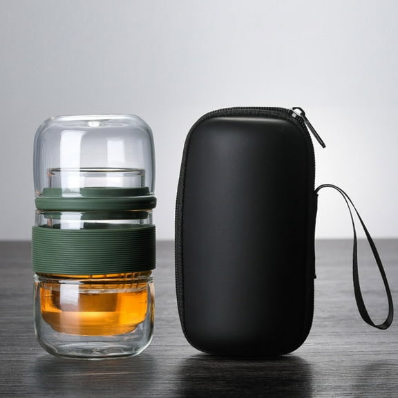 Sparsain All-in-one Travel Tea Set Portable Glass Tea Set with Carrying Case (Green)